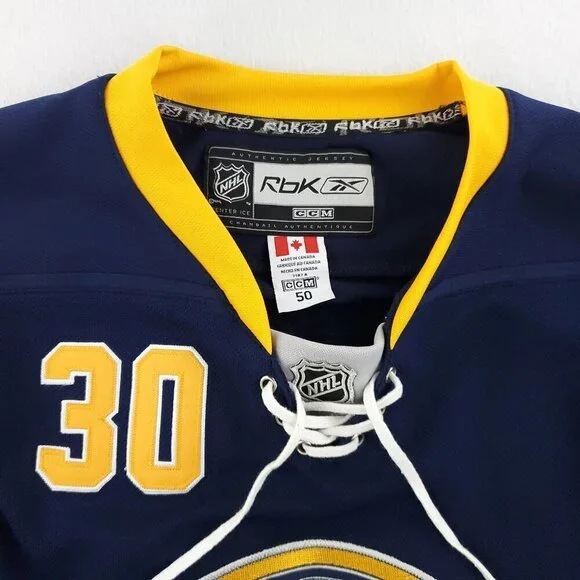 Buffalo Sabres NHL Hockey Jersey CCM Center Ice RBK Fight Strap 30 Miller Sz. 50